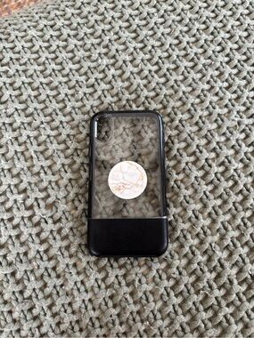 otterbox plastic & leather case for iPhone XR with popsocket